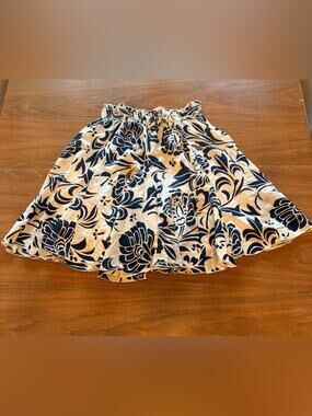 Vintage Zoe D Floral Circle Skirt in Navy and White Size M